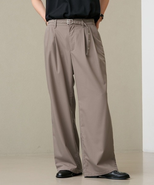 RAGEBLUE(レイジブルー)の「EYELET BELT TR STRAIGHT WIDE SLACKS / アイレットベルト付き/TRワイドスラックス(スラックス・メンズ・ブラック/ブラック系その他/ベージュ・MEDIUM/LARGE)」の14枚目の写真