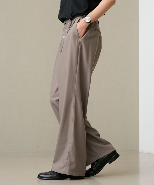 RAGEBLUE(レイジブルー)の「EYELET BELT TR STRAIGHT WIDE SLACKS / アイレットベルト付き/TRワイドスラックス(スラックス・メンズ・ブラック/ブラック系その他/ベージュ・MEDIUM/LARGE)」の13枚目の写真
