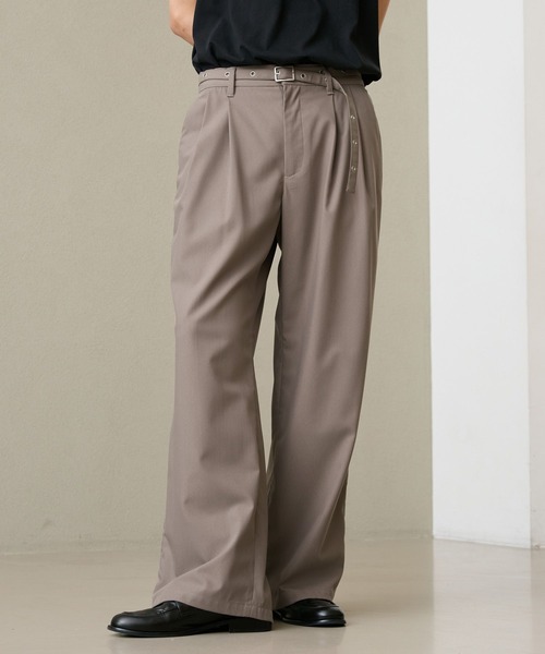 RAGEBLUE(レイジブルー)の「EYELET BELT TR STRAIGHT WIDE SLACKS / アイレットベルト付き/TRワイドスラックス(スラックス・メンズ・ブラック/ブラック系その他/ベージュ・MEDIUM/LARGE)」の12枚目の写真
