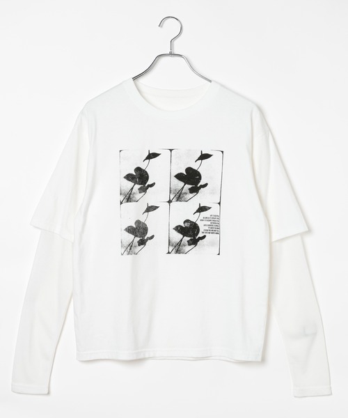 PAGEBOY(ページボーイ)の「フラワーフォトレイヤードロンT(Tシャツ/カットソー・レディース・オフホワイト/ブラック・FREE)」の3枚目の写真