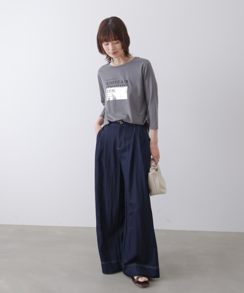 Bou Jeloud(ブージュルード)の「箔ロゴプリント五分袖Tシャツ(Tシャツ/カットソー・レディース・オフホワイト/ブラック/チャコールグレー・MEDIUM)」の18枚目の写真