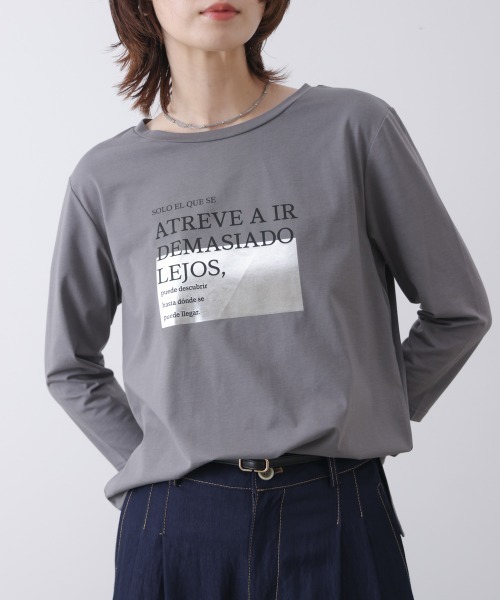 Bou Jeloud(ブージュルード)の「箔ロゴプリント五分袖Tシャツ(Tシャツ/カットソー・レディース・オフホワイト/ブラック/チャコールグレー・MEDIUM)」の21枚目の写真