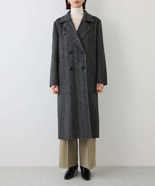 ROPE'(ロペ)の「カシミヤ混リバーヘリンボーンダブルPコート(ロング丈)(ピーコート・レディース・グレー/ベージュ系その他・FREE)」の16枚目の写真