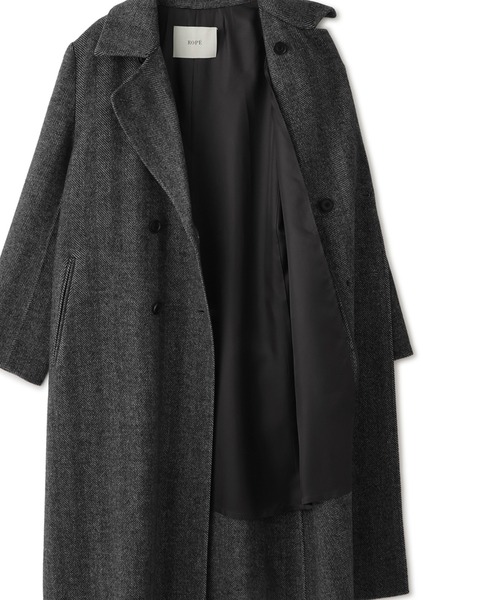 ROPE'(ロペ)の「カシミヤ混リバーヘリンボーンダブルPコート(ロング丈)(ピーコート・レディース・グレー/ベージュ系その他・FREE)」の13枚目の写真