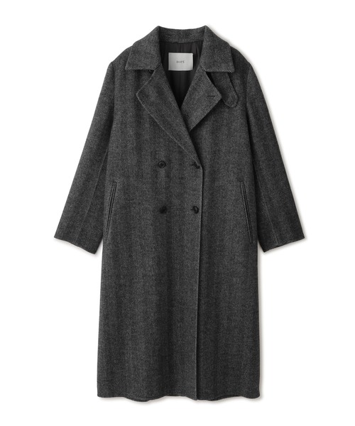ROPE'(ロペ)の「カシミヤ混リバーヘリンボーンダブルPコート(ロング丈)(ピーコート・レディース・グレー/ベージュ系その他・FREE)」の12枚目の写真