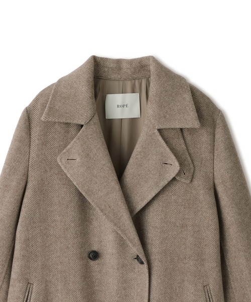 ROPE'(ロペ)の「カシミヤ混リバーヘリンボーンダブルPコート(ロング丈)(ピーコート・レディース・グレー/ベージュ系その他・FREE)」の9枚目の写真