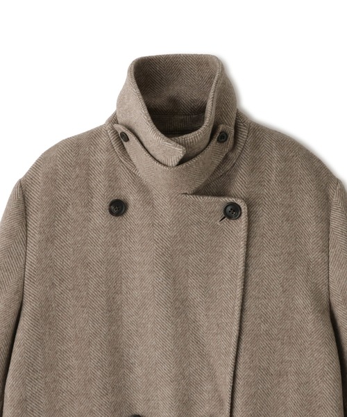 ROPE'(ロペ)の「カシミヤ混リバーヘリンボーンダブルPコート(ロング丈)(ピーコート・レディース・グレー/ベージュ系その他・FREE)」の8枚目の写真
