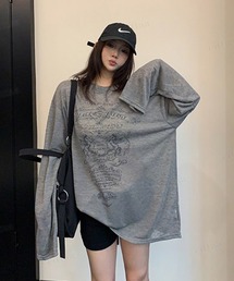 BLACK ENERGYレトロプリント長袖シアートップス