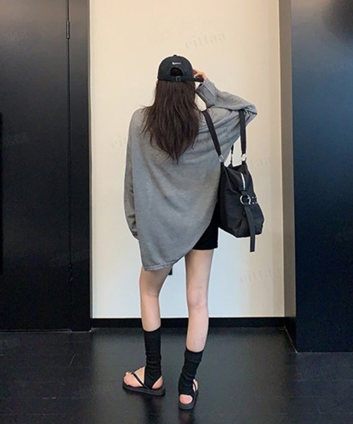 Dalfwin（ダールフィン）の「BLACK ENERGYレトロプリント長袖シアートップス（Tシャツ/カットソー・レディース・グレー/オフホワイト・FREE）」の17枚目の写真