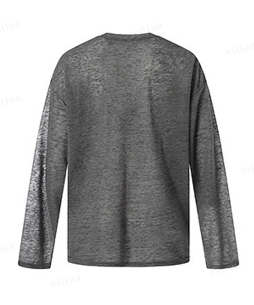 Dalfwin（ダールフィン）の「BLACK ENERGYレトロプリント長袖シアートップス（Tシャツ/カットソー・レディース・グレー/オフホワイト・FREE）」の20枚目の写真