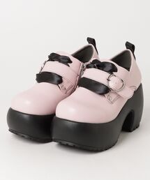 ヨースケYOSUKEウィメンズ厚底スプリットボンボンソールハートストラップリボンマニッシュ4450102