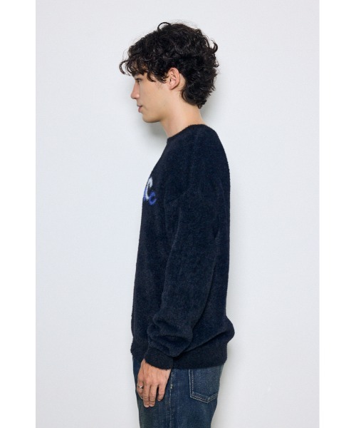 AZUL by moussy(アズールバイマウジー)の「シャギーロゴニットトップス 秋服 冬服(ニット/セーター・メンズ・ブラック/グレー/スモークピンク・LARGE/MEDIUM)」の8枚目の写真
