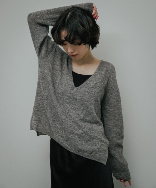 URBAN RESEARCH DOORS(アーバンリサーチドアーズ)の「Baby Alpaca V-Neck Knit(ニット/セーター・レディース・ミント/グレー・FREE)」の1枚目の写真