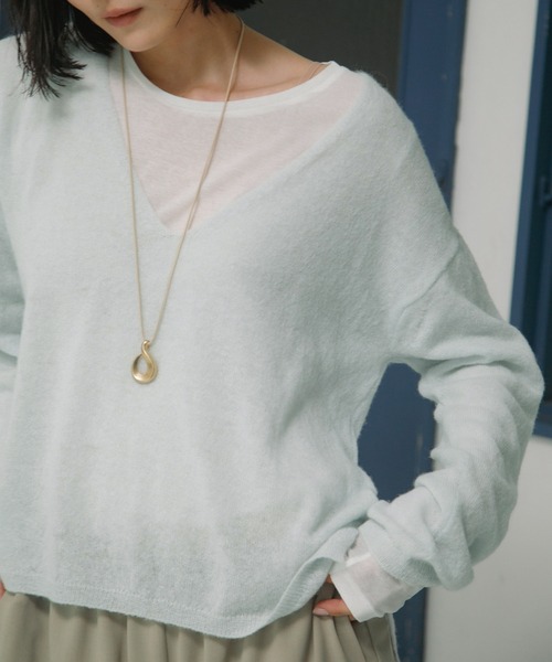URBAN RESEARCH DOORS(アーバンリサーチドアーズ)の「Baby Alpaca V-Neck Knit(ニット/セーター・レディース・ミント/グレー・FREE)」の2枚目の写真