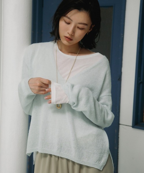 URBAN RESEARCH DOORS(アーバンリサーチドアーズ)の「Baby Alpaca V-Neck Knit(ニット/セーター・レディース・ミント/グレー・FREE)」の7枚目の写真