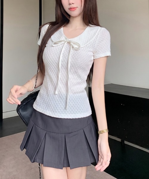 FAVORITO(ファヴォリート)の「デカ襟リボントップス(Tシャツ/カットソー・レディース・オフホワイト・F)」の1枚目の写真
