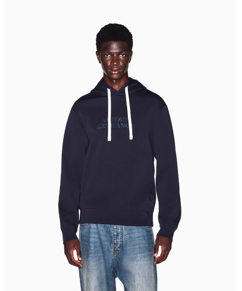ARMANI EXCHANGE(アルマーニエクスチェンジ)の「【A|X アルマーニ エクスチェンジ】AXロゴ フーデッドスウェットプルオーバー(スウェット・メンズ・ダークネイビー・LARGE/MEDIUM/SMALL/X-LARGE)」の1枚目の写真