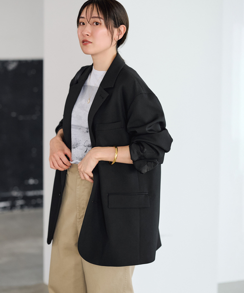 FRAMeWORK（フレームワーク）の「T/Wドスキン2WAYジャケット（テーラードジャケット・レディース・ブラック/ブラウン・36/38）」の7枚目の写真
