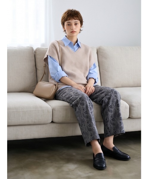 Sew loop(ソーループ)の「ペイズリー柄起毛あったかワイドパンツ(スラックス・レディース・グレー/ブラック・FREE)」の11枚目の写真