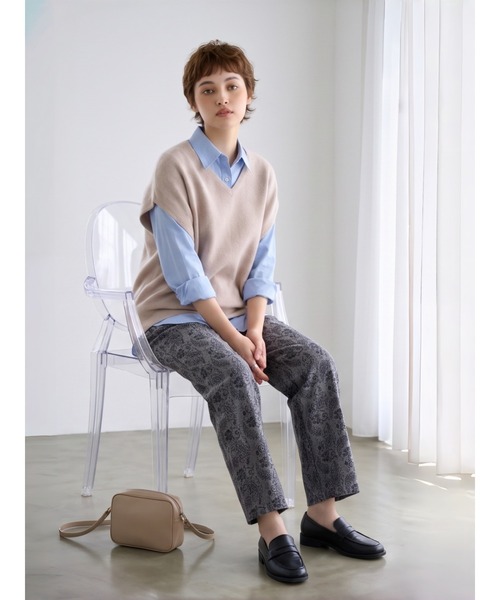 Sew loop(ソーループ)の「ペイズリー柄起毛あったかワイドパンツ(スラックス・レディース・グレー/ブラック・FREE)」の14枚目の写真