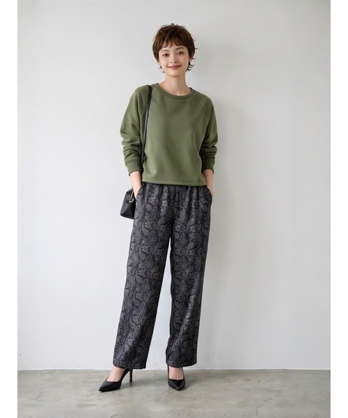 Sew loop(ソーループ)の「ペイズリー柄起毛あったかワイドパンツ(スラックス・レディース・グレー/ブラック・FREE)」の8枚目の写真