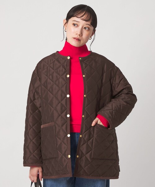 Traditional Weatherwear(トラディショナルウェザーウェア)の「【別注】<Traditional Weatherwear>ARKLEY Aライン キルティング ミドル ジャケット(その他アウター・レディース・ブラック/ブラウン・34/32)」の8枚目の写真