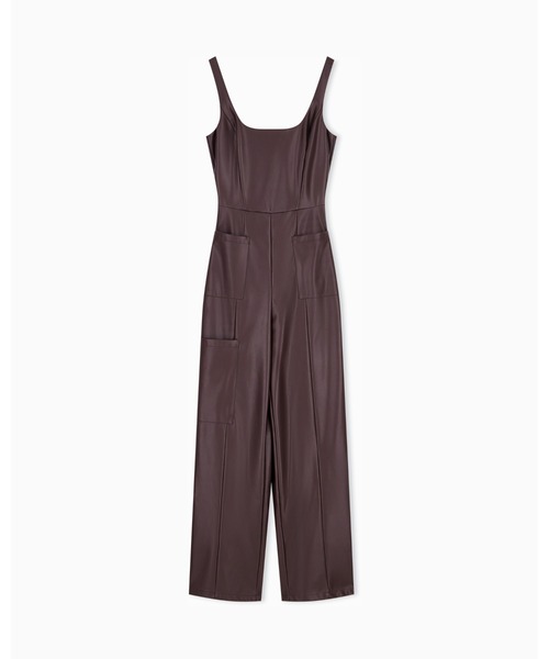 ARMANI EXCHANGE(アルマーニエクスチェンジ)の「【A|X アルマーニ エクスチェンジ】<ZOZO限定>PUコーティング ジャンプスーツ(サロペット/オーバーオール・レディース・ダークブラウン・0/8/6/4/2)」の5枚目の写真