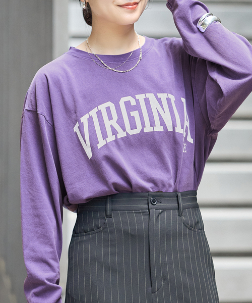JOURNAL STANDARD(ジャーナルスタンダード)の「ラウンドヘムピグメントロンT(Tシャツ/カットソー・レディース・パープル/チャコールグレー/ブラック系その他・FREE)」の3枚目の写真