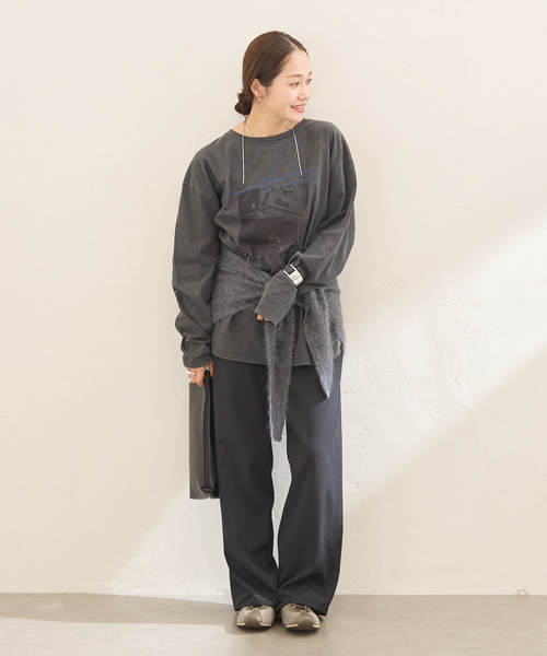 JOURNAL STANDARD(ジャーナルスタンダード)の「ラウンドヘムピグメントロンT(Tシャツ/カットソー・レディース・パープル/チャコールグレー/ブラック系その他・FREE)」の4枚目の写真