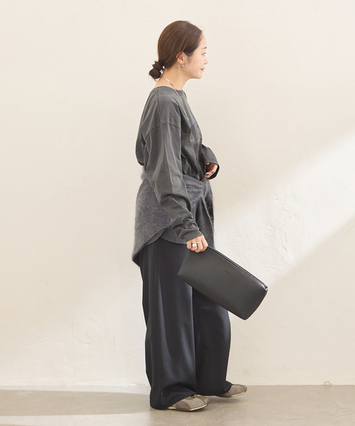 JOURNAL STANDARD(ジャーナルスタンダード)の「ラウンドヘムピグメントロンT(Tシャツ/カットソー・レディース・パープル/チャコールグレー/ブラック系その他・FREE)」の7枚目の写真