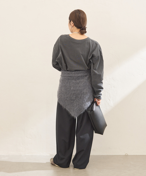 JOURNAL STANDARD(ジャーナルスタンダード)の「ラウンドヘムピグメントロンT(Tシャツ/カットソー・レディース・パープル/チャコールグレー/ブラック系その他・FREE)」の8枚目の写真