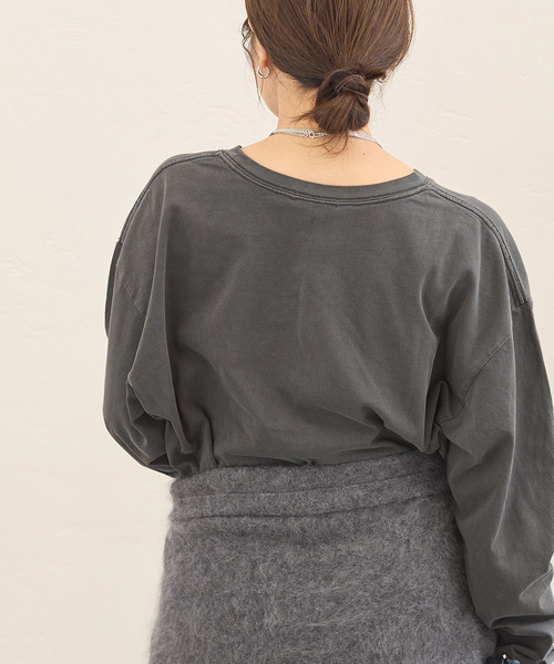 JOURNAL STANDARD(ジャーナルスタンダード)の「ラウンドヘムピグメントロンT(Tシャツ/カットソー・レディース・パープル/チャコールグレー/ブラック系その他・FREE)」の9枚目の写真