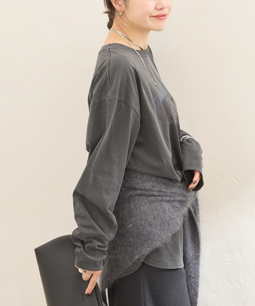 JOURNAL STANDARD(ジャーナルスタンダード)の「ラウンドヘムピグメントロンT(Tシャツ/カットソー・レディース・パープル/チャコールグレー/ブラック系その他・FREE)」の10枚目の写真