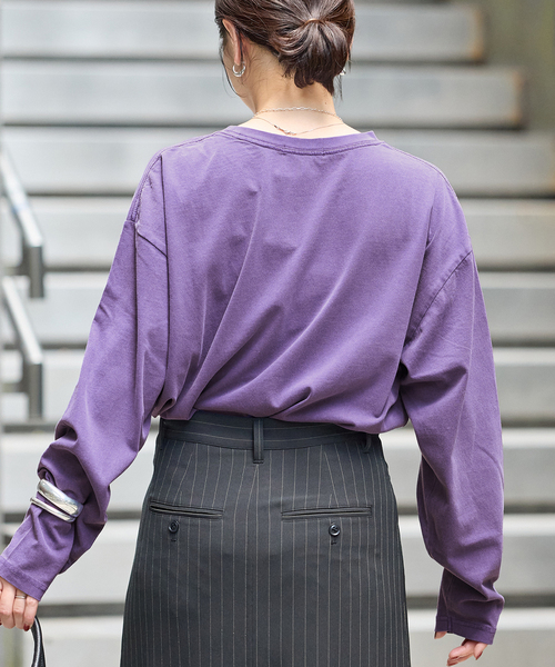 JOURNAL STANDARD(ジャーナルスタンダード)の「ラウンドヘムピグメントロンT(Tシャツ/カットソー・レディース・パープル/チャコールグレー/ブラック系その他・FREE)」の21枚目の写真