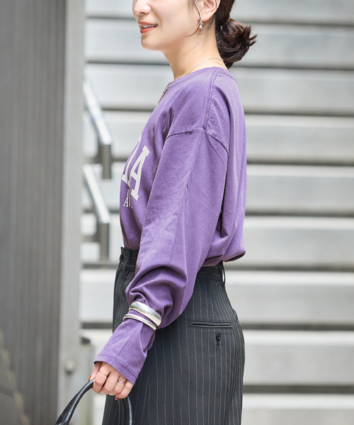 JOURNAL STANDARD(ジャーナルスタンダード)の「ラウンドヘムピグメントロンT(Tシャツ/カットソー・レディース・パープル/チャコールグレー/ブラック系その他・FREE)」の22枚目の写真