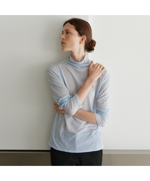 URAGO(ユラーゴ)の「Sheer button raglan t-shirt(Tシャツ/カットソー・レディース・チャコール/スカイブルー/アイボリー・FREE)」の3枚目の写真