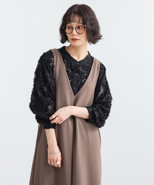 n'OrLABEL(ノアールレーベル)の「カットジャカードバンドカラーシャツ(シャツ/ブラウス・レディース・グレー/オフホワイト/ブラック・FREE)」の19枚目の写真
