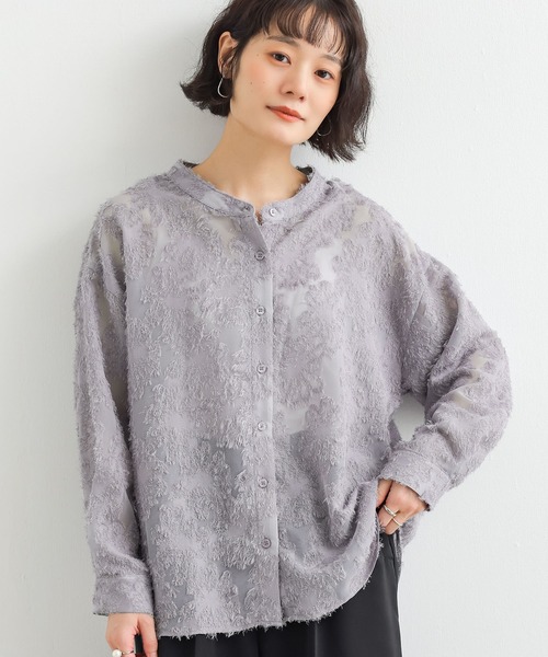 n'OrLABEL(ノアールレーベル)の「カットジャカードバンドカラーシャツ(シャツ/ブラウス・レディース・グレー/オフホワイト/ブラック・FREE)」の21枚目の写真