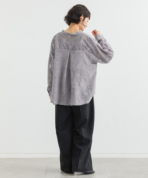 n'OrLABEL(ノアールレーベル)の「カットジャカードバンドカラーシャツ(シャツ/ブラウス・レディース・グレー/オフホワイト/ブラック・FREE)」の15枚目の写真