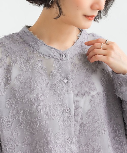n'OrLABEL(ノアールレーベル)の「カットジャカードバンドカラーシャツ(シャツ/ブラウス・レディース・グレー/オフホワイト/ブラック・FREE)」の17枚目の写真