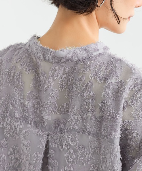 n'OrLABEL(ノアールレーベル)の「カットジャカードバンドカラーシャツ(シャツ/ブラウス・レディース・グレー/オフホワイト/ブラック・FREE)」の18枚目の写真