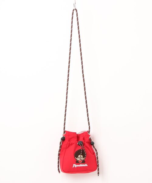 STATUS（ステイタス）の「モンチッチ monchhichi ナイロン 軽量 肩掛け 斜め掛け ショルダーバッグ サコッシュ（ショルダーバッグ・メンズ・ベージュ/アイボリー/レッド・FREE）」の3枚目の写真