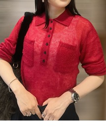 シアーニットポロシャツ