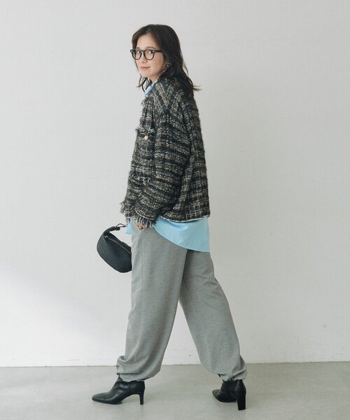 RIVE DROITE(リヴドロワ)の「ツイードニットカーデ(秋服/冬服/オフィスカジュアル)(カーディガン/ボレロ・レディース・ネイビー/ブラック・FREE)」の6枚目の写真