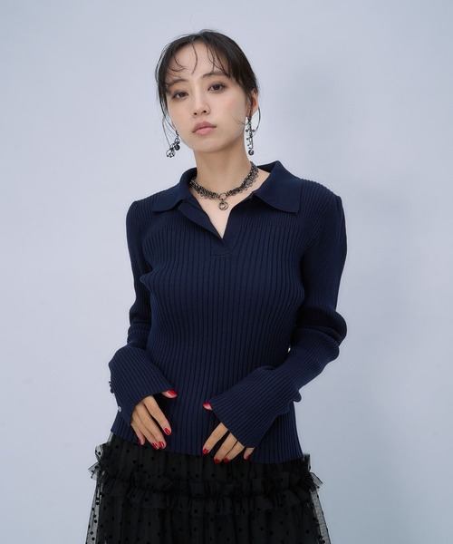 HARE（ハレ）の「タイトスキッパーニット(HARE)（ニット/セーター・レディース・ブラック/ネイビー・FREE）」の18枚目の写真