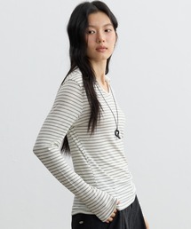 ウール混 スキッパーポロ ロングTシャツ