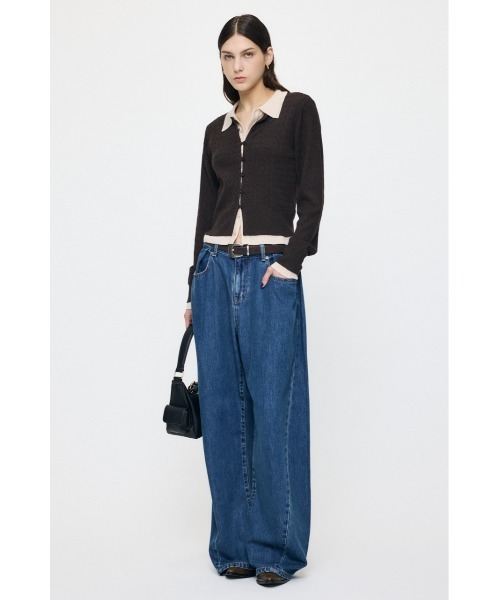 MOUSSY(マウジー)の「LOOSE WAIST DENIM STRAIGHT(デニムパンツ・レディース・ワンウォッシュ/ブルー・0/2/1)」の3枚目の写真