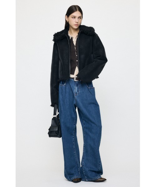 MOUSSY(マウジー)の「LOOSE WAIST DENIM STRAIGHT(デニムパンツ・レディース・ワンウォッシュ/ブルー・0/2/1)」の4枚目の写真