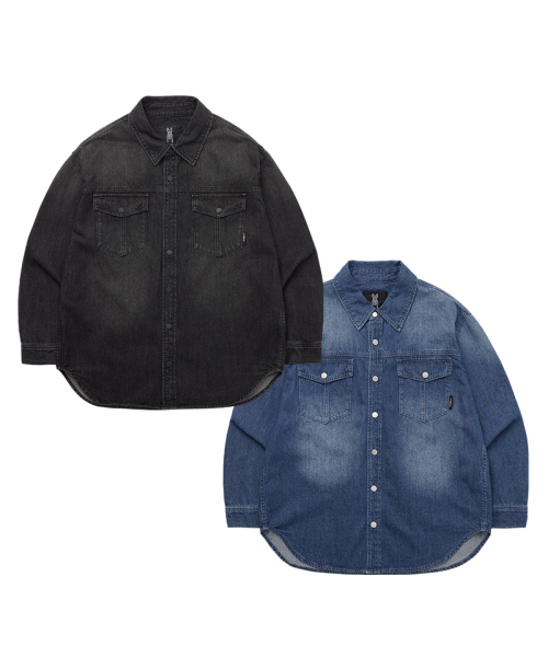 LIFE WORK(ライフワーク)の「ツーポケットルーズフィットデニムシャツ(シャツ/ブラウス・メンズ・ブラック/ダークブルー・MEDIUM)」の3枚目の写真