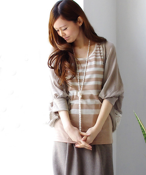 REAL CUBE（リアルキューブ）の「REAL CUBE パネルボーダースムースタンクトップ（タンクトップ・レディース・ベージュ/ブラック・M/L）」の4枚目の写真